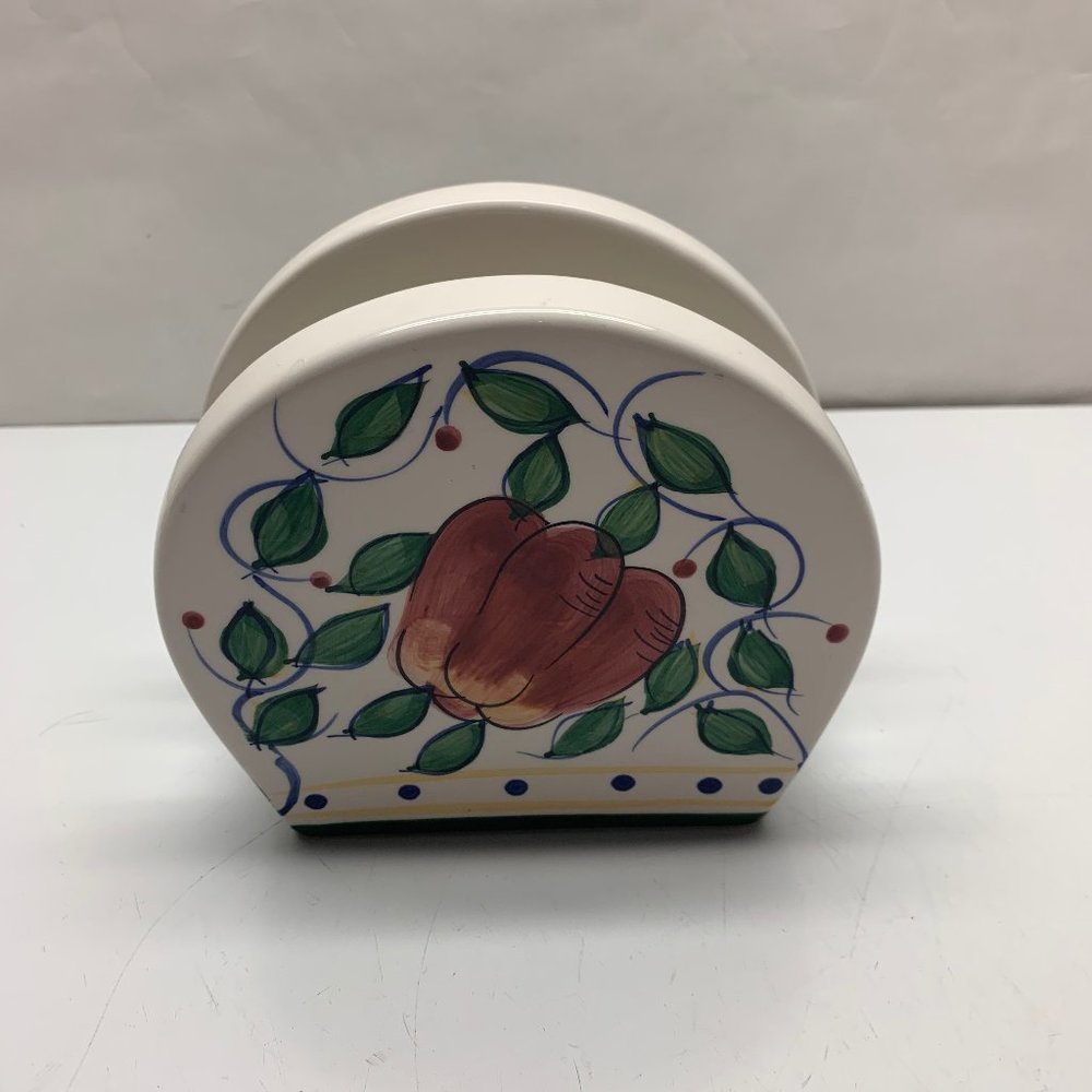 Napkin Letter Holder Fruit  Apple Grapes Ceramic